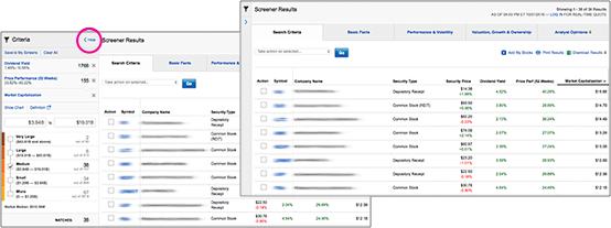 hide criteria menu