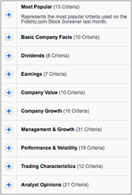 new screener criteria menu